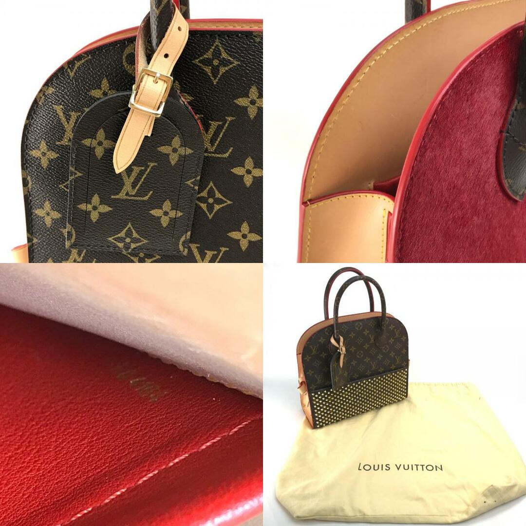 ルイヴィトン LOUIS VUITTON アイコノクラストクリスチャンルブタンコラボ M41234 モノグラム スタッズ クリスチャンルブタンコラボ ハンドバッグ モノグラムキャンバス/ハラコ ブラウン×レッド