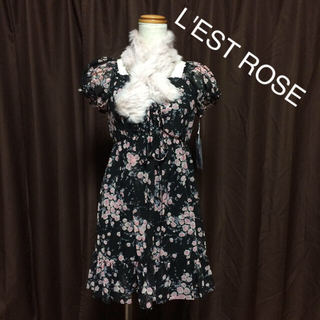 レストローズ(L'EST ROSE)の【新品】L'EST ROSEファー付ワンピース(ひざ丈ワンピース)