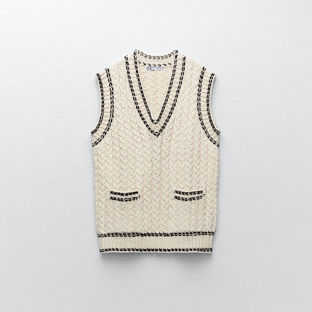 ZARA ステッチニットベスト 1