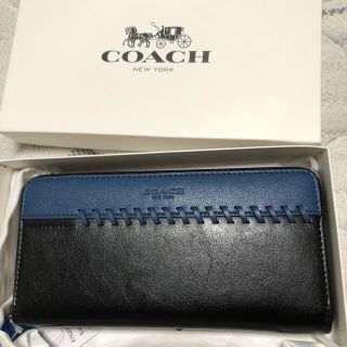 コーチ(COACH)の特別割　COACH 長財布  未使用 人気のブラック✖️ブルー レザー長財布(長財布)