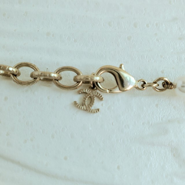 シャネル パール ロングネックレス ロゴ CCマーク ストラス A20P 美品