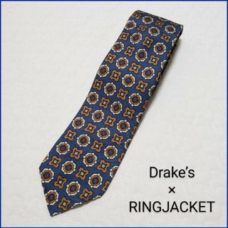 DRAKES - 良品/Drake's×RINGJACKET/シルク100小紋タイ DRAKES - 良品/Drake's×RINGJACKET/シルク100小紋タイ