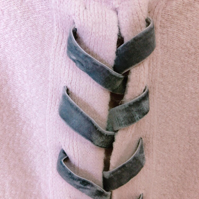w closet(ダブルクローゼット)の背面ベルベット　グレー　リボン　可愛い　セーター レディースのトップス(ニット/セーター)の商品写真