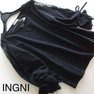 イング(INGNI)のINGNI/イング 新品 ピン付き袖割れレース七分袖トップス/BK(カットソー(長袖/七分))