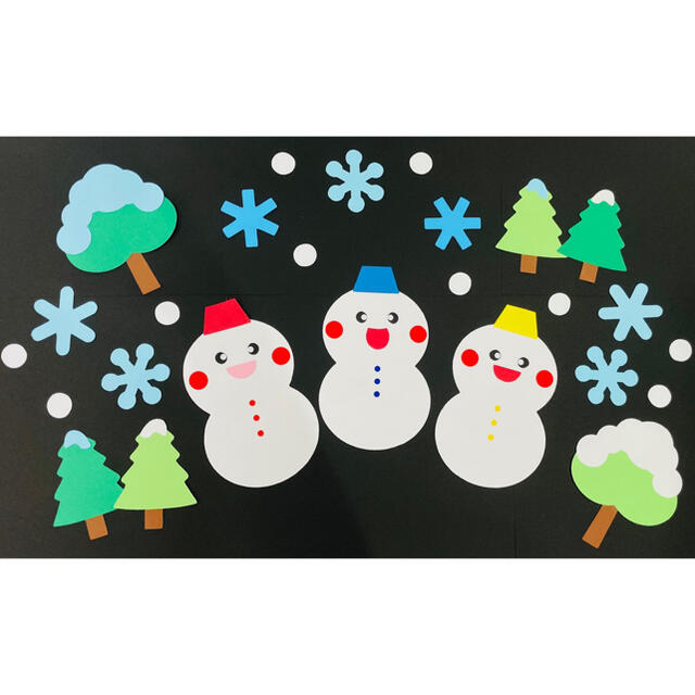 クリスマス Xmas 冬 雪だるま 雪 11月 12月 1月 壁面 保育 ハンドメイドの素材/材料(型紙/パターン)の商品写真