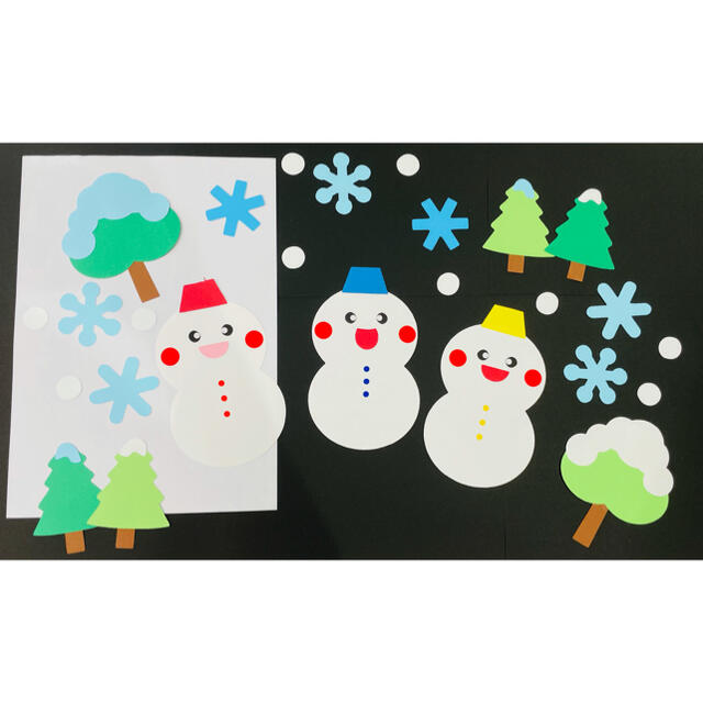 クリスマス Xmas 冬 雪だるま 雪 11月 12月 1月 壁面 保育 ハンドメイドの素材/材料(型紙/パターン)の商品写真