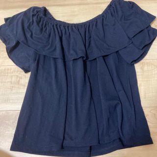 ユニクロ(UNIQLO)のユニクロ　2way オフショル　ネイビー　S(カットソー(半袖/袖なし))