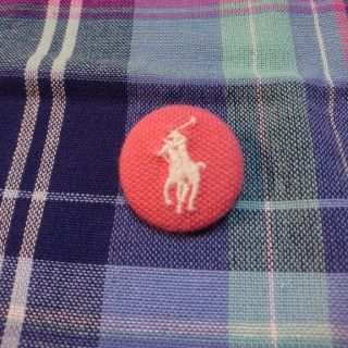 ポロラルフローレン(POLO RALPH LAUREN)のくるみボタン ピンク×ホワイト(ファッション雑貨)