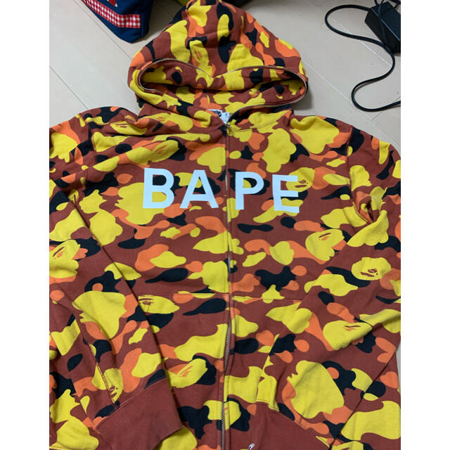 激レア2XL！ BAPEファーストカモジップパーカー　オレンジカモ