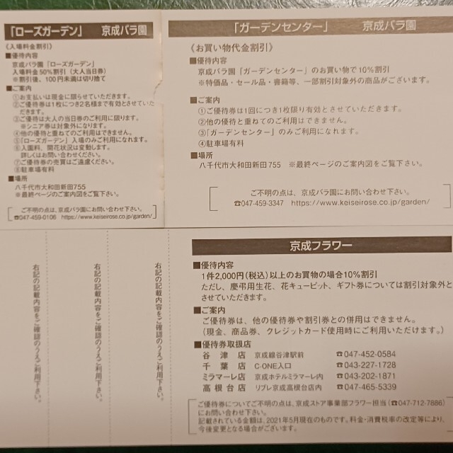 残り出品どうぞ 京成バラ園 ローズガーデン 入場料金50%割引券 株主優待券 エンタメ/ホビーのエンタメ その他(その他)の商品写真