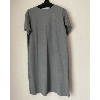 ユニクロ(UNIQLO)のUNIQLO☆杢グレー 半袖ワンピース XXL (ひざ丈ワンピース)