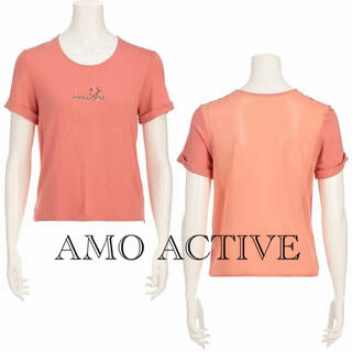 アモスタイル(AMO'S STYLE)の新品14953サーモンピンクロゴ半袖TシャツMアモスタイルトリンプジムウェアヨガ(ヨガ)