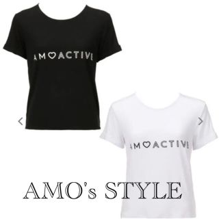 アモスタイル(AMO'S STYLE)の新品14851 AMO ACTIVE アモアクティブM半袖Tシャツ黒白2枚セット(ヨガ)