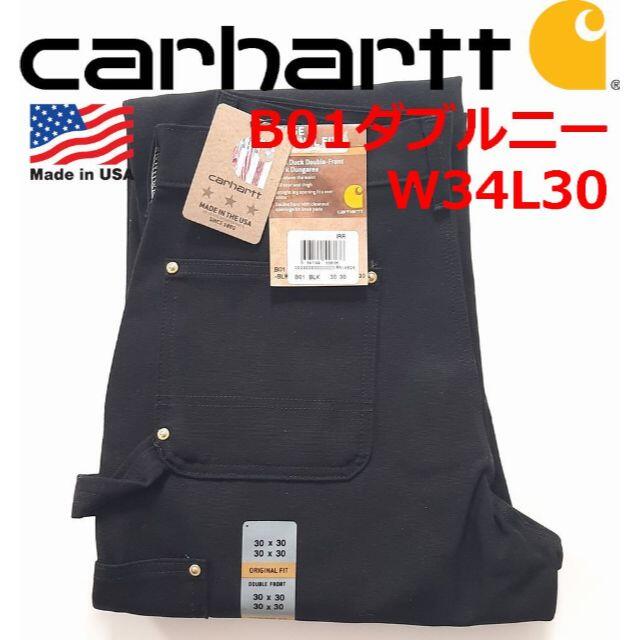 USA製 カーハート Carhartt B01 W34L30 ダブルニー BLK