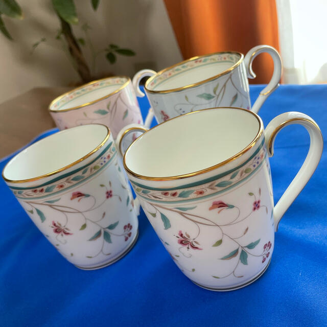 Noritake ノリタケ 花更紗 ハナサラサ マグカップ 4個 ピンク ブルー