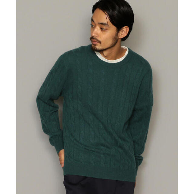 UNITED ARROWS green label relaxing(ユナイテッドアローズグリーンレーベルリラクシング)の定価16500円 グリーンレーベルリラクシング カシミヤケーブルクルーニット M メンズのトップス(ニット/セーター)の商品写真