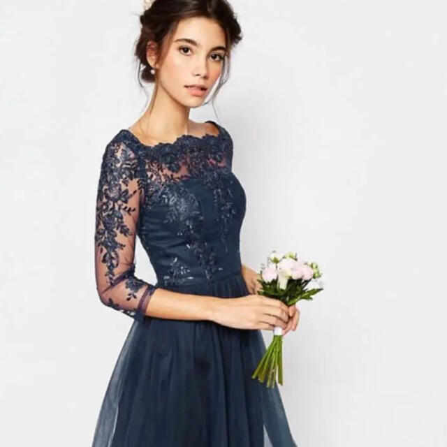 激安通販の asos エイソス レースワンピース 結婚式 二次会 ドレス