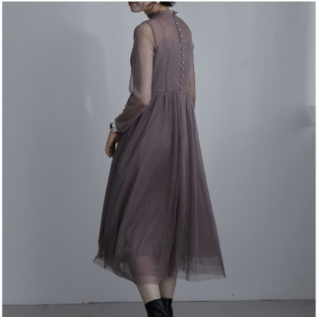Ameri VINTAGE(アメリヴィンテージ)のetoll. ラメチュールロングワンピース レディースのフォーマル/ドレス(ロングドレス)の商品写真