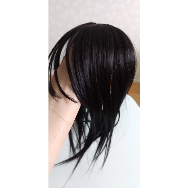 ナチュラルブラック⭐前髪から頭頂部薄毛、白髪のお悩み解決品♪26㎝ブラシ付 レディースのウィッグ/エクステ(前髪ウィッグ)の商品写真