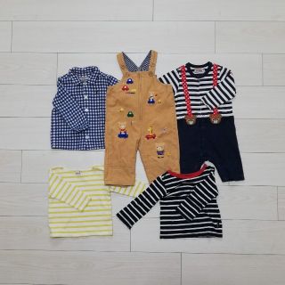 ミキハウス(mikihouse)のミキハウス　オーバーオール　子供服　5点セット　男の子　80cm(シャツ/カットソー)