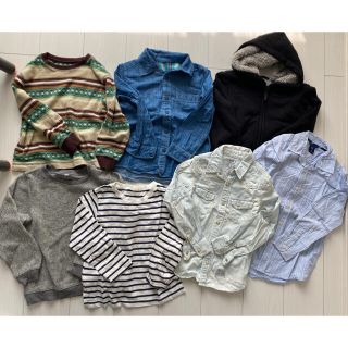 ユニクロ(UNIQLO)の【7点セット】120cm 男の子　秋冬　長袖ロンT パーカー　シャツ　子供服(Tシャツ/カットソー)