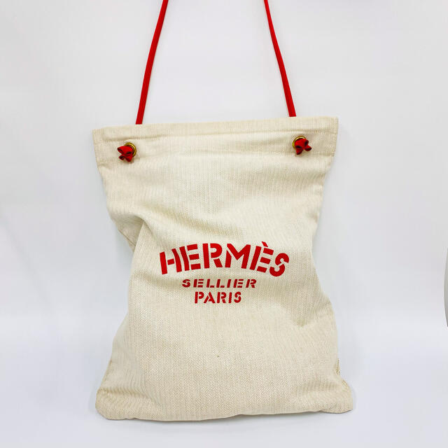 Hermes - HERMES エルメス アリーヌ　GM　キャンバス  レッド ショルダーバッグ