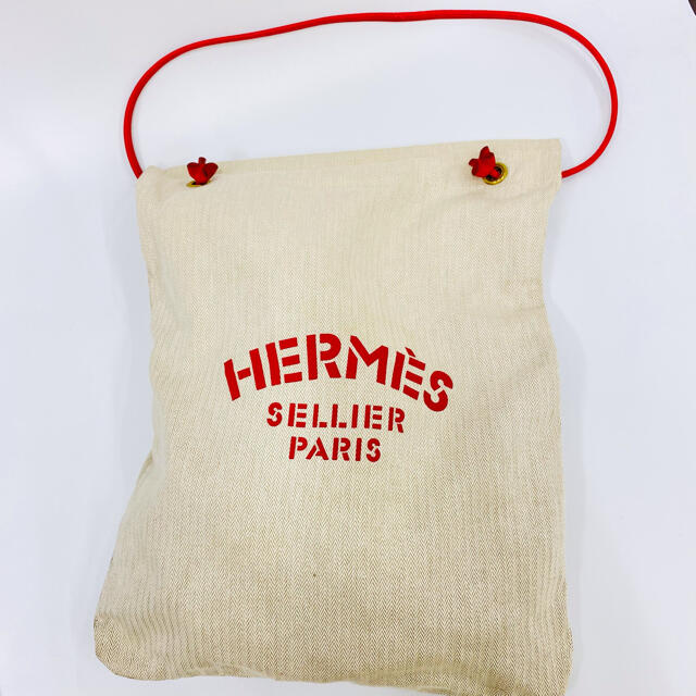 HERMES エルメス アリーヌ GM キャンバス レッド ショルダーバッグmr