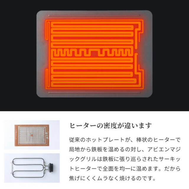 新品未使用　アビエン マジックグリル ホットプレート　焦げにくい 煙が出にくい スマホ/家電/カメラの調理家電(ホットプレート)の商品写真