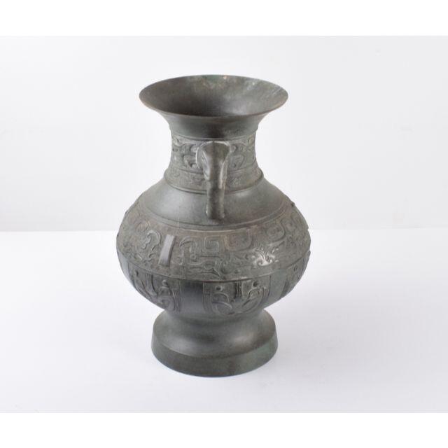 中国 碧嶺銘 古銅青銅 饕餮文獣耳花瓶 C R3950C