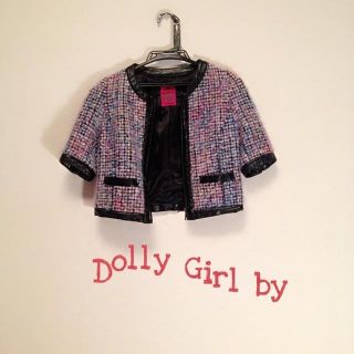 ドーリーガールバイアナスイ(DOLLY GIRL BY ANNA SUI)のANNASUI ツイードレザージャケット(ノーカラージャケット)