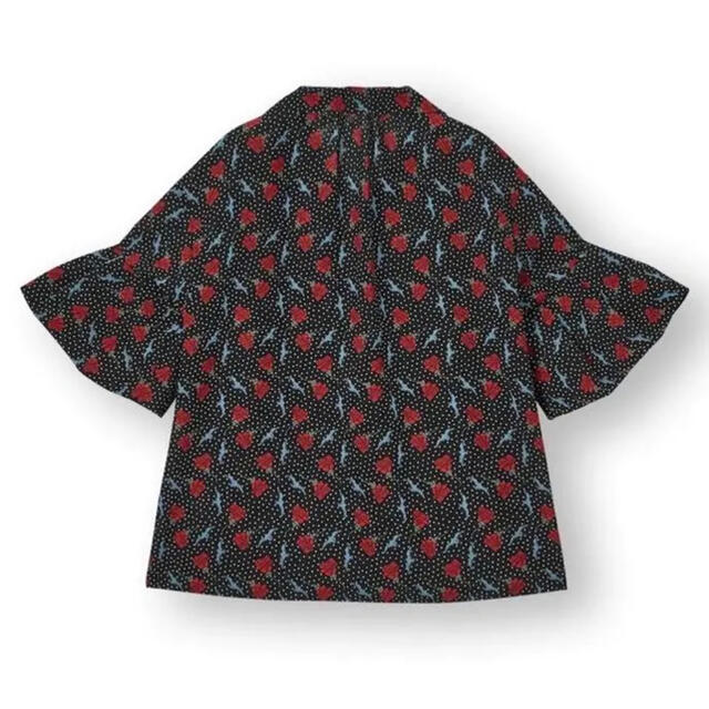 GU(ジーユー)のGU×UNDERCOVER ブラウス(5分袖) ローズ 黒 レディースのトップス(シャツ/ブラウス(半袖/袖なし))の商品写真