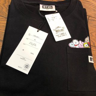 ボウダンショウネンダン(防弾少年団(BTS))の新品　BTS  bt21 イオンコラボ　カットソー　ロンT 黒　M(キャラクターグッズ)