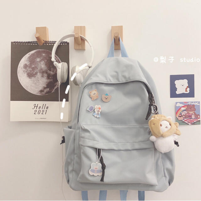 大容量!! 韓国 リュック ブルー 学生 通学 レディース キャンパス 水色 青の通販 by ♡cocoa リュック バックパック おしゃれ 斜め掛け 韓国 ブラック 通学 通勤 キュート