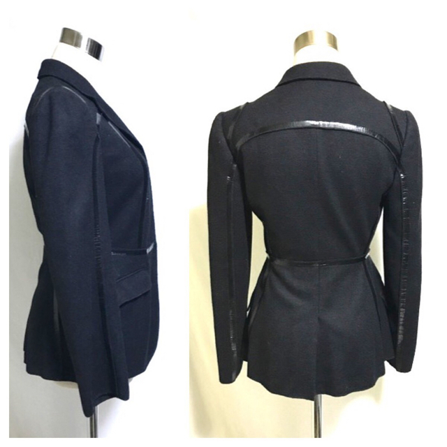 PRADA - 本物 プラダ エナメル パイピング ジャケット ブレザー PRADA - 本物 プラダ エナメル パイピング ジャケット ブレザー