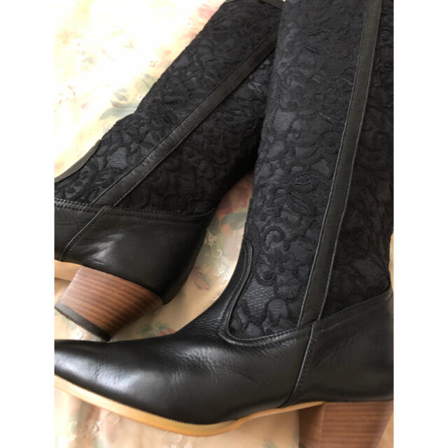 半額以下! 定価48300円 インゲボルグ レース レザー ロングブーツ