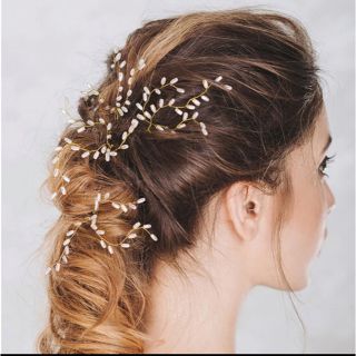 パール　ヘアアクセサリー　5本セット　ゴールド(バレッタ/ヘアクリップ)