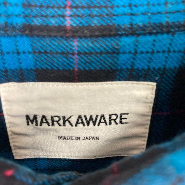 MARKAWEAR(マーカウェア)のMARKAWAREマーカウェア長袖チェックボタンダウンシャツ青黒ユニセックス古着 メンズのトップス(シャツ)の商品写真