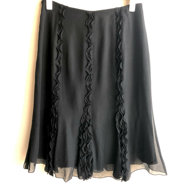MK MICHEL KLEIN(エムケーミッシェルクラン)のスカート　シルク　ブラック　黒 レディースのスカート(ひざ丈スカート)の商品写真