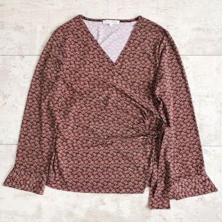 ローラアシュレイ(LAURA ASHLEY)のローラアシュレイ ☆ 総柄 ラップデザイン カットソー L 長袖 ストレッチ(カットソー(長袖/七分))