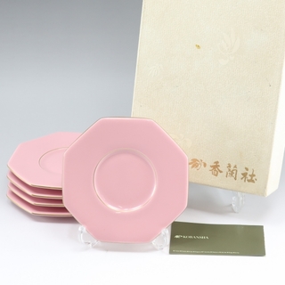 コウランシャ(香蘭社)の香蘭社 茶托×5 11×11cm P410-RC 磁器 ピンク 食器(食器)