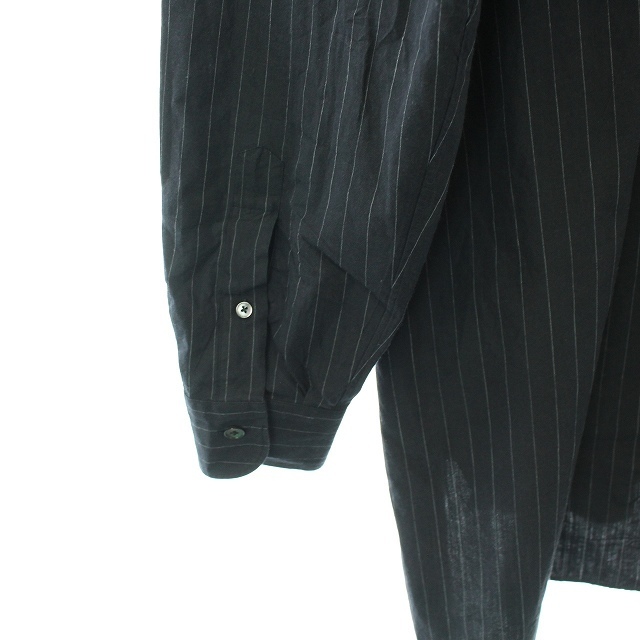 COMOLI(コモリ)のコモリ 19AW バンドカラーシャツ 長袖 ストライプ 黒 ブラック /NM メンズのトップス(シャツ)の商品写真