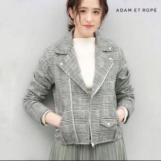 アダムエロぺ(Adam et Rope')の新品！アダムエロペ★グレンチェック　ツイード　ライダース　ジャケット(ライダースジャケット)