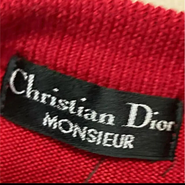 Christian Dior(クリスチャンディオール)の【激レア】90s Christian Dior  ニット エンブレム  赤 XL メンズのトップス(ニット/セーター)の商品写真