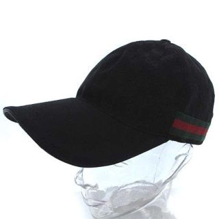 グッチ(Gucci)のグッチ GG キャンバス シェリーライン ベースボール キャップ 帽子 黒 XL(キャップ)