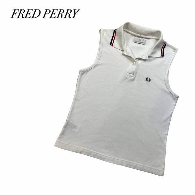 FRED PERRY - フレッドペリー ノースリーブ ポロシャツ FREDPERRY 刺繍ロゴ 白の通販 by 6420025's shop｜ フレッドペリーならラクマ