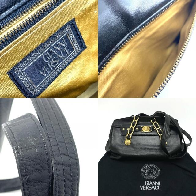 ジャンニ・ヴェルサーチ Gianni Versace クイルマーク サンバースト 肩掛け ショルダーバッグ ショルダーバッグ オーストリッチ ホワイト系×ゴールド金具