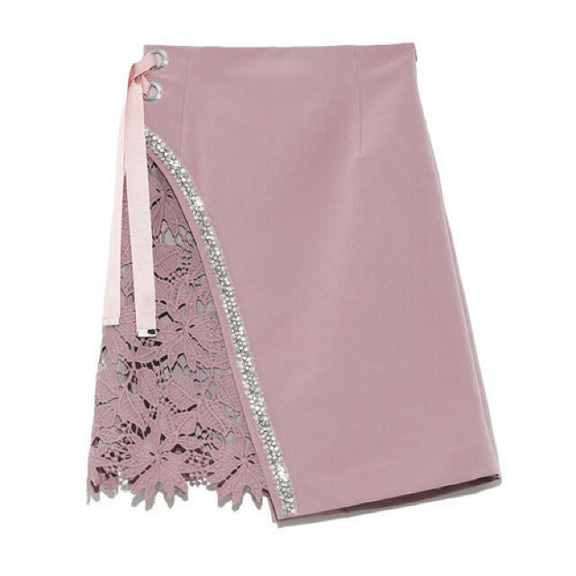 Lily Brown(リリーブラウン)のL.B CANDY STOCK　ビジューレーススカート　ピンク　S レディースのスカート(ミニスカート)の商品写真