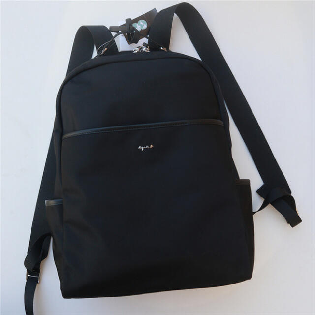 新品 アニエスベー ロゴ プレート バックパック リュックサック