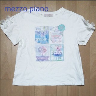 メゾピアノジュニア(mezzo piano junior)のメゾピアノ ジュニア Tシャツ カットソー リボン Mサイズ(Tシャツ/カットソー)