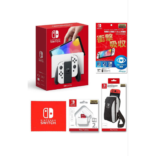 Nintendo Switch(ニンテンドースイッチ)のNintendo Switch(有機ELモデル) ホワイト　Amazonセット エンタメ/ホビーのゲームソフト/ゲーム機本体(家庭用ゲーム機本体)の商品写真